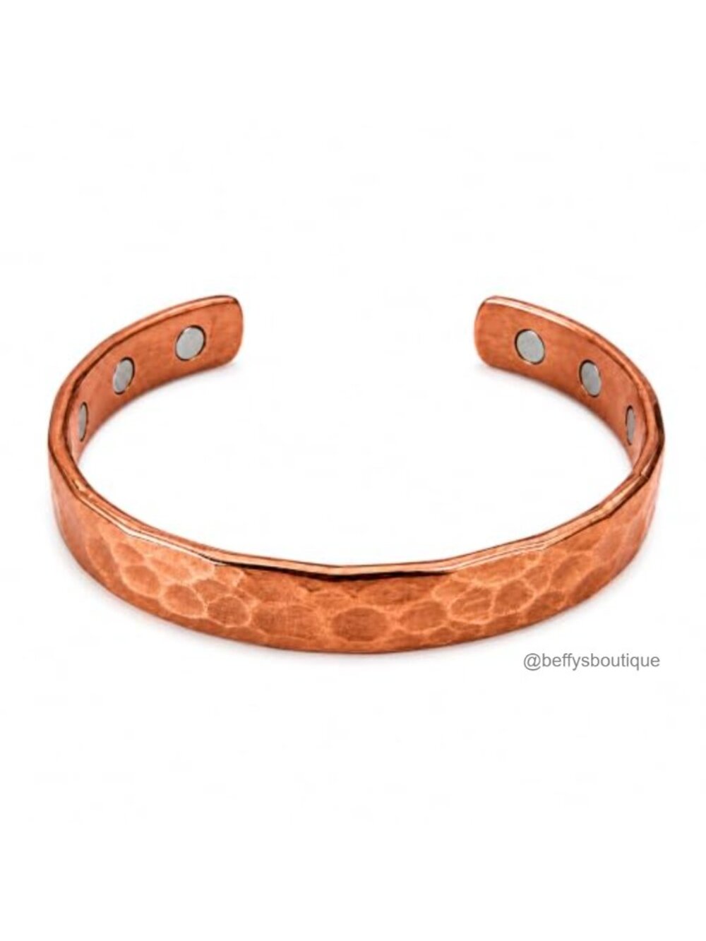 Solid Pure Copper Hammered Cuff Bracelet Adjustable Magnetic Open Bangle